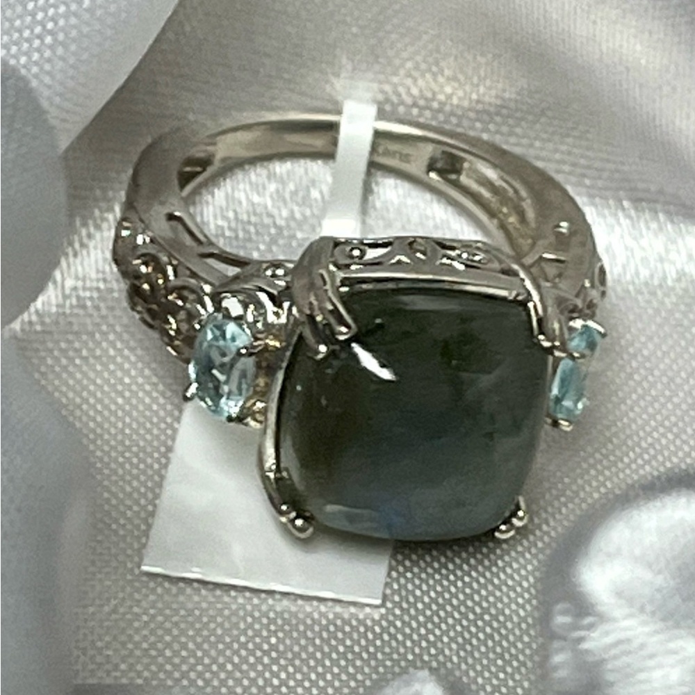 Labradorite Topaz Ring in Platinum size 7